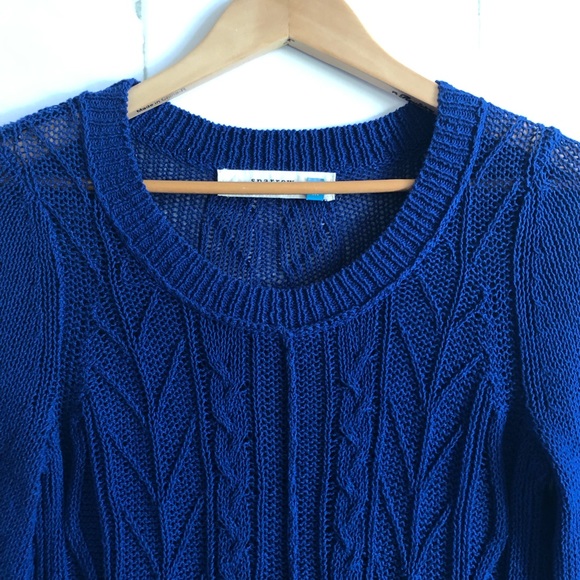 Sparrow | Anthropologie Blue Howth Cotton Sweater - Picture 2 of 6